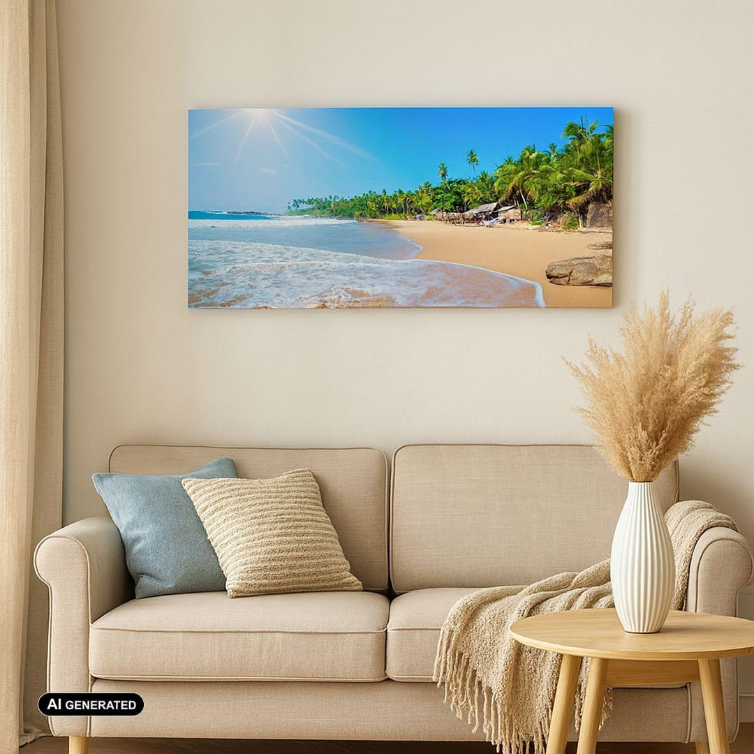 Bilder auf Leinwand 100x40cm Leinwandbild Insel Landschaft Maledivie Freiheit Gross Wanddeko Bild Sc