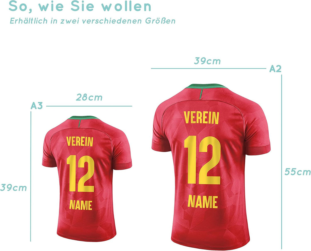 Elbeffekt Trikotlampe für Portugal Fans aus Holz - personalisierbares Geschenk - schenke Dein indivi