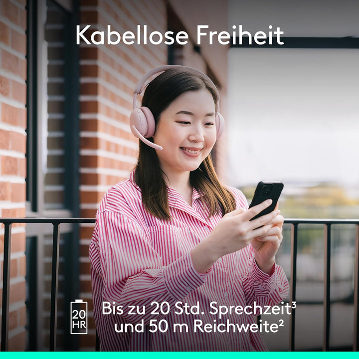 Logitech Zone Wireless 2 ES – kabelloses Headset mit Geräuschunterdrückung, adaptiver Hybrid-ANC, Bl