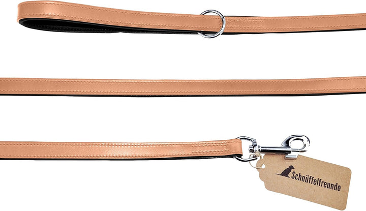 Schnüffelfreunde Hundeleine aus Leder - Führleine (180cm, Beige) 180cm Beige, 180cm Beige