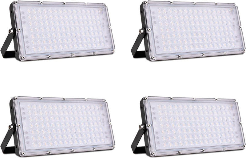 Bellanny 4 Pack LED Strahler Aussen 100W, 10000LM Superhell LED Strahler 3000K Warmweiss LED Fluter,