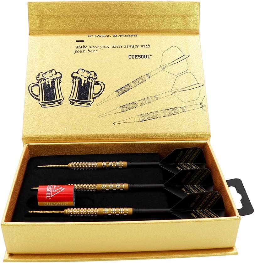 CUESOUL Steel Tip 90% Tungsten Dart Set mit Ölfarbe Finish und ROST Flights 23g FASSBIER, 23g FASSBI