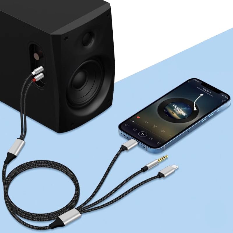 Cinch Kabel, Telefon zu Phono AUX RCA Audio Adapterkabel, 3,5mm Klinken Buchse/USB Typ C zu 2 x Cinc