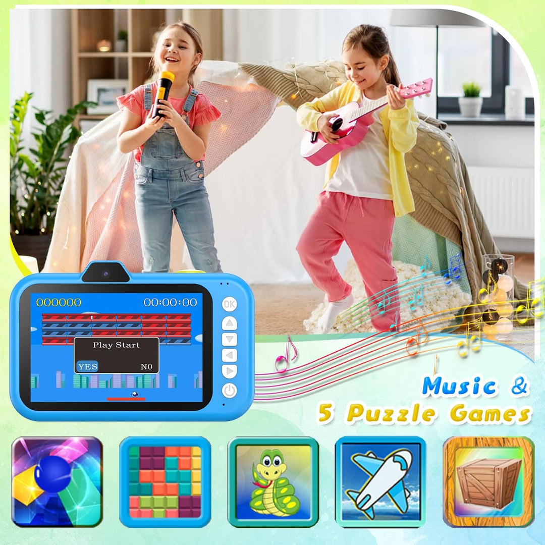 Kinderkamera, Ushining 3,5" Grossbildschirm Kinder Kamera mit 360° Drehbares Zoomobjektiv LED-Blitz