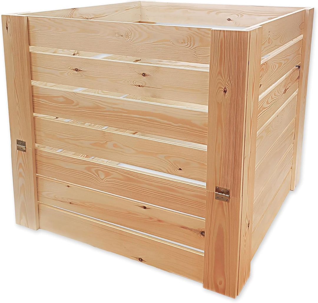 MG Design Holz Komposter 80 x 80 cm – Gartenkomposter aus Holz mit Klappe, Stabiler Kompostbehälter