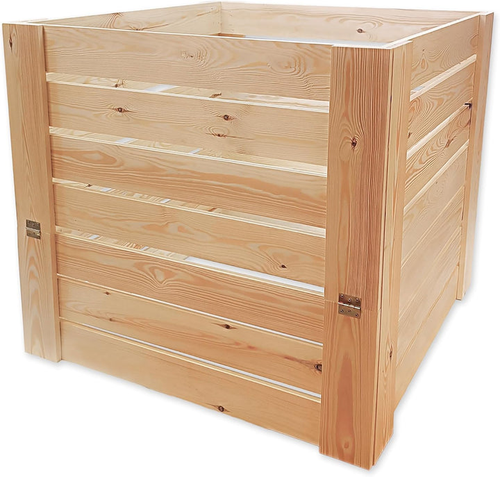 MG Design Holz Komposter 80 x 80 cm – Gartenkomposter aus Holz mit Klappe, Stabiler Kompostbehälter