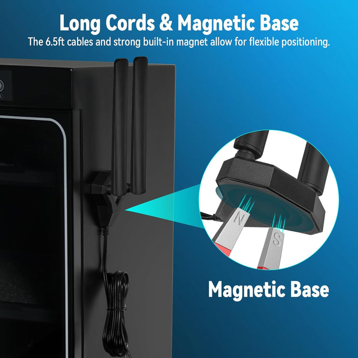 Eightwood WiFi 6E Tri-Band Antenne 6GHz 5GHz 2,4GHz Gaming WiFi Antenne Magnetfuss mit 2 m Verlänger