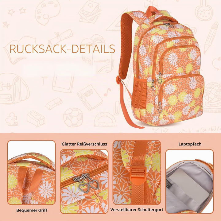 ZHIERNA Schulrucksack Mädchen Teenager Schule Rucksack Damen Schulranzen Kinder Schultasche mit Lunc