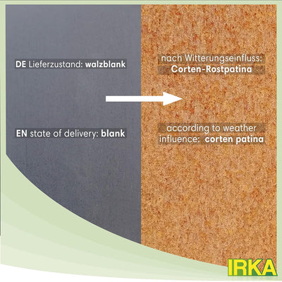 IRKA Rasenkantenband Cortenstahl Garten 15cm x 20m x 1mm | Cortenstahl Rasenkante Rost mit Versteifu