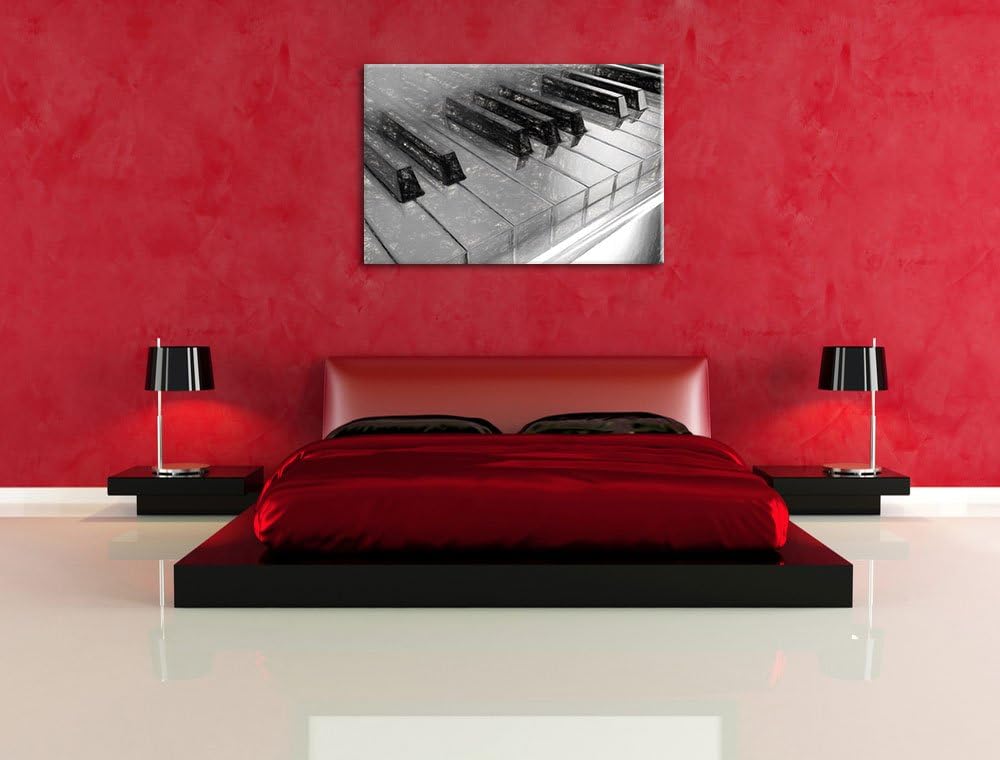 Piano Rainbow Colours, Bunte Klaviertasten Kohle Effekt, Format: 100x70 auf Leinwand, 100x70