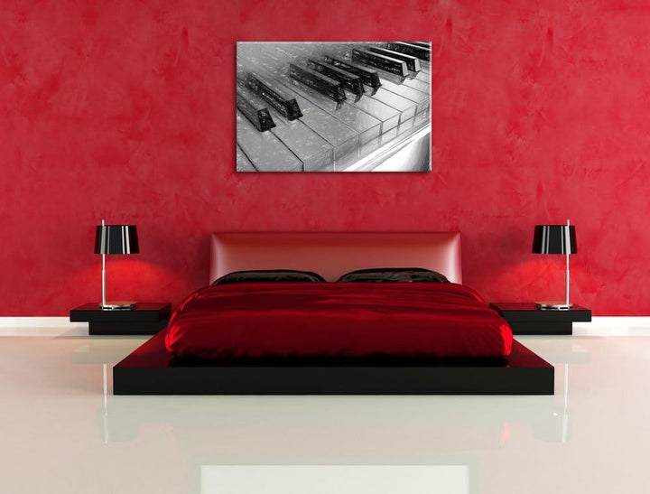Piano Rainbow Colours, Bunte Klaviertasten Kohle Effekt, Format: 100x70 auf Leinwand, 100x70
