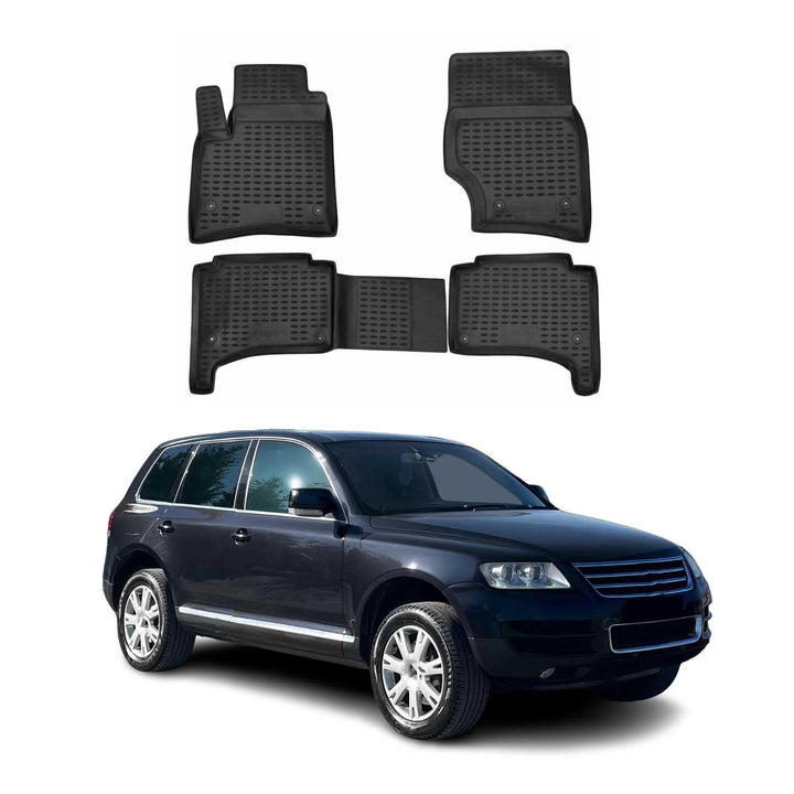 OMAC Gummimatten Fussmatten kompatibel mit VW Touareg 2002-2010 TPE Automatten Schwarz 4X Touareg 20