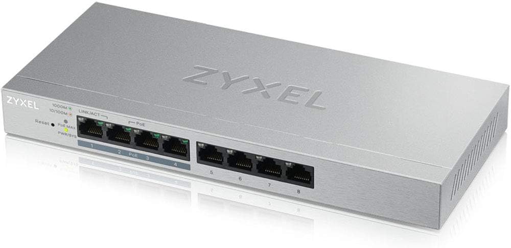Zyxel 8-Port Gigabit Web / Smart Managed PoE+ Switch mit einem Budget von 60 Watt, Lifetime Garantie