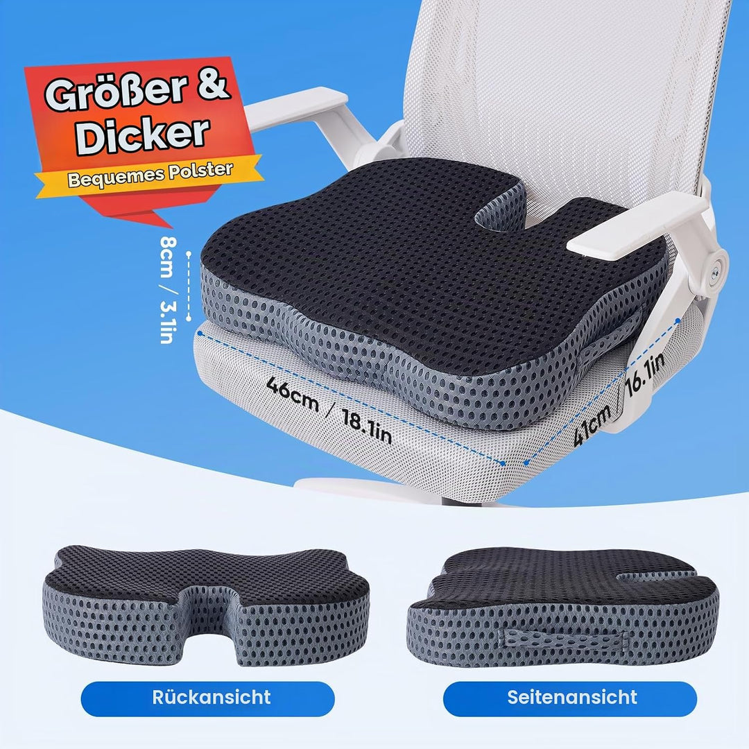 Qutool Sitzkissen, Grosses Ergonomisches Sitzkissen Bürostuhl– Komfortabler Unterstützung, Sitzpolst