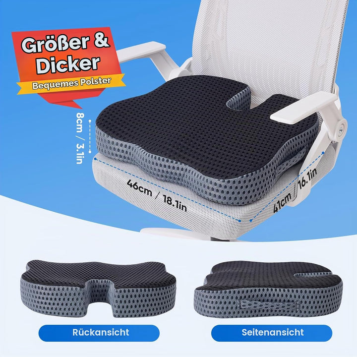 Qutool Sitzkissen, Grosses Ergonomisches Sitzkissen Bürostuhl– Komfortabler Unterstützung, Sitzpolst