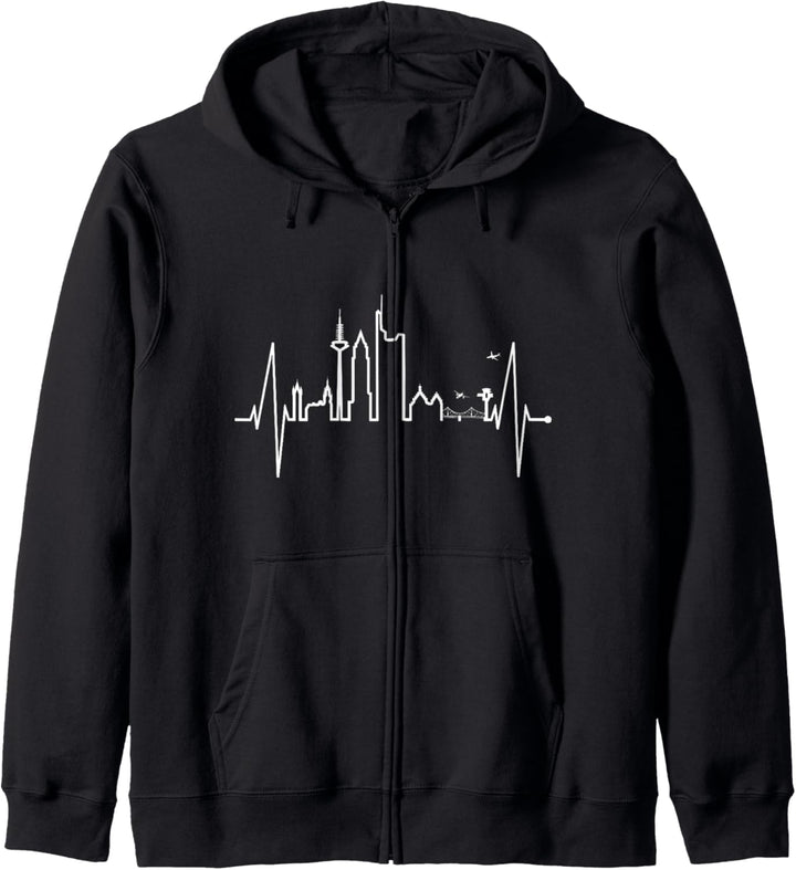 Frankfurt Skyline Herzschlag Fan Ich Liebe Frankfurt Am Main Kapuzenjacke