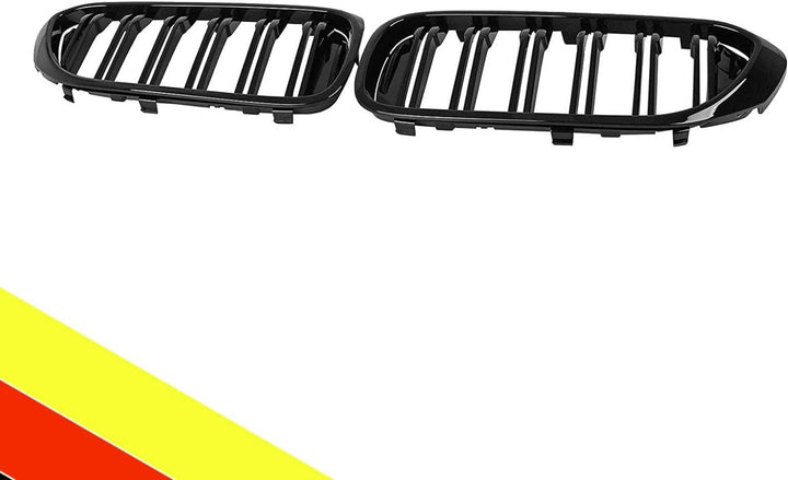 POETRYXIAO Kühlergrill Niere Sport Schwarz Glanz Doppelbrücke für 2017-2020 BMW 5er G30 G31 528LI 53