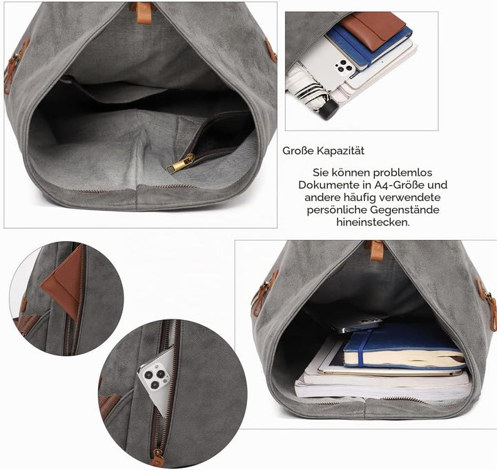 Retro Segeltuch Rucksack PU Vintage Rucksäcke PU Leder Daypack Reisetasche Schulterrucksack für Herr