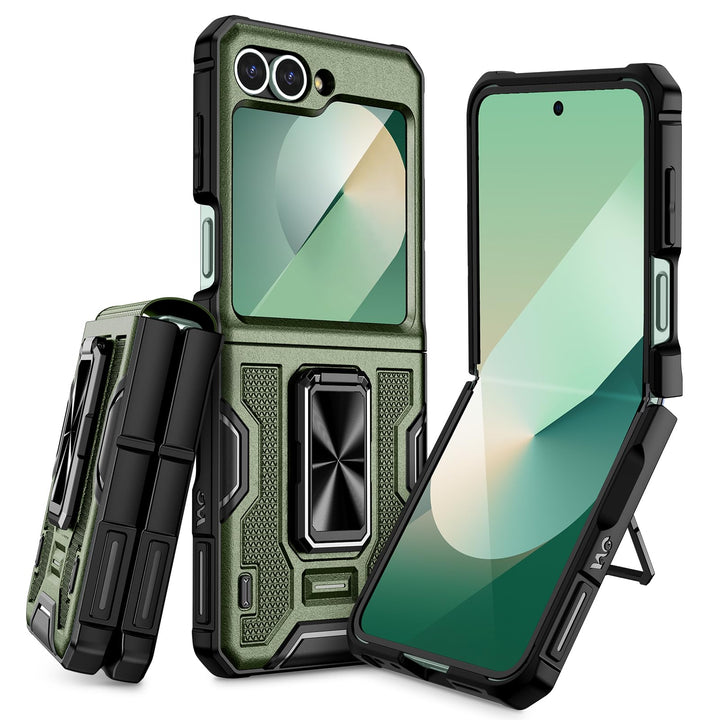 Doeshine Samsung Galaxy Z Flip 6/7 FE Hülle [Not für Flip 7] mit Ständer & Kameraschutz, Ganzkörper