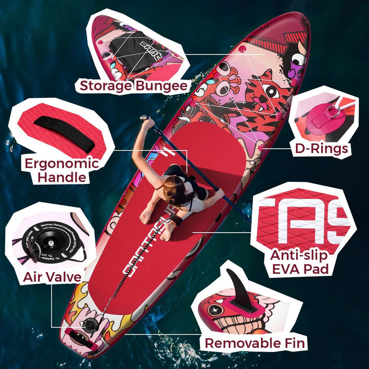 SantasupAufblasbares Stand Up Paddle Board 320/335cm Surfbrett SUP Komplettes Paddleboard Zubehör Ve