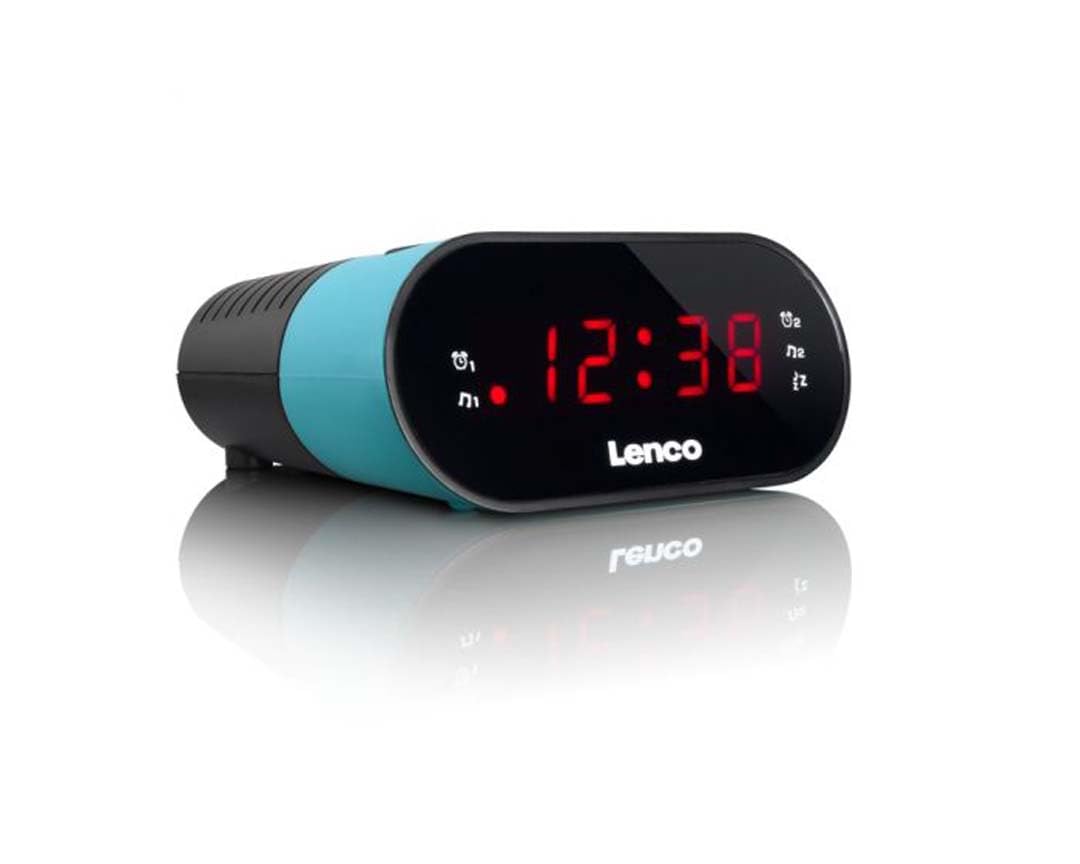 Lenco CR-07 Blau - UKW-Radiowecker - Radiowecker - 2 Weckzeiten - Doppelter Alarm - Sleep Timer - Sn