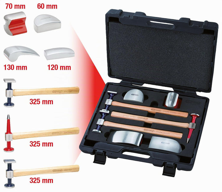 KS Tools 140.2100 Karosserie-Ausbeul-Satz, 7-tlg., Farbe
