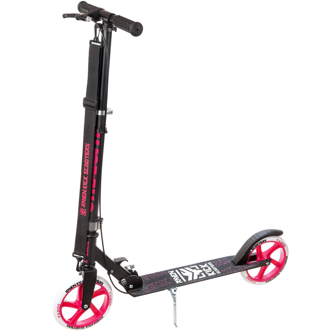 Raven Scooter, Roller, Tretroller, Kinderroller, 200mm mit Handbremse Straight Black/Pink, Straight