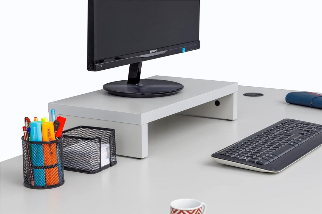 furni24 Monitorständer Holz,Laptop Computer Ständer,Bildschirmständer, Holz Display Stand for Laptop