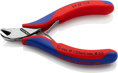 KNIPEX Elektronik-Vornschneider mit Mehrkomponenten-Hüllen 115 mm 64 42 115 kurzer Kopf, mit Facette