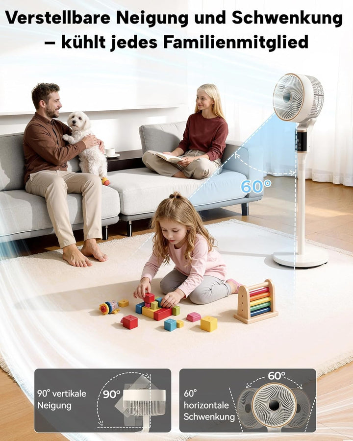Leiser Turmventilator 101cm mit 3D-Oszillation, 12 Geschwindigkeiten, 12H Timer & Fernbedienung – en