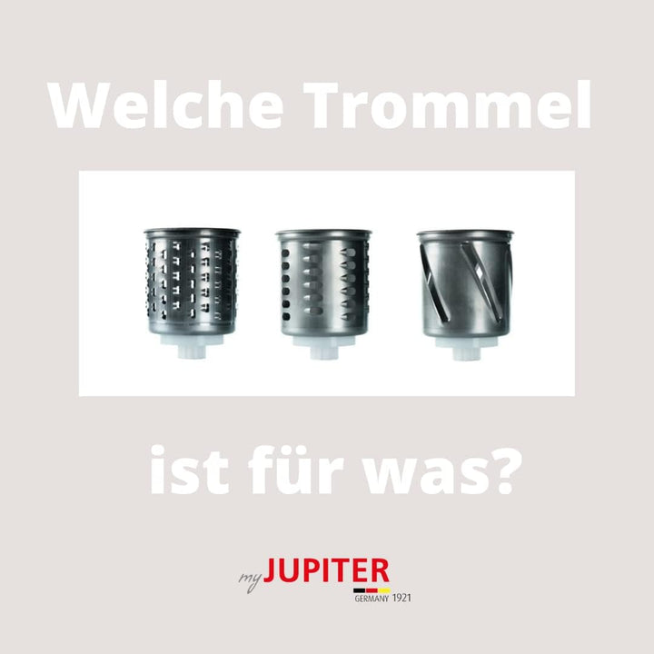 Jupiter Küchenmaschinen original dreier Zusatztrommelset (Feinreib,Julienne, Kronen), Edelstahl, für