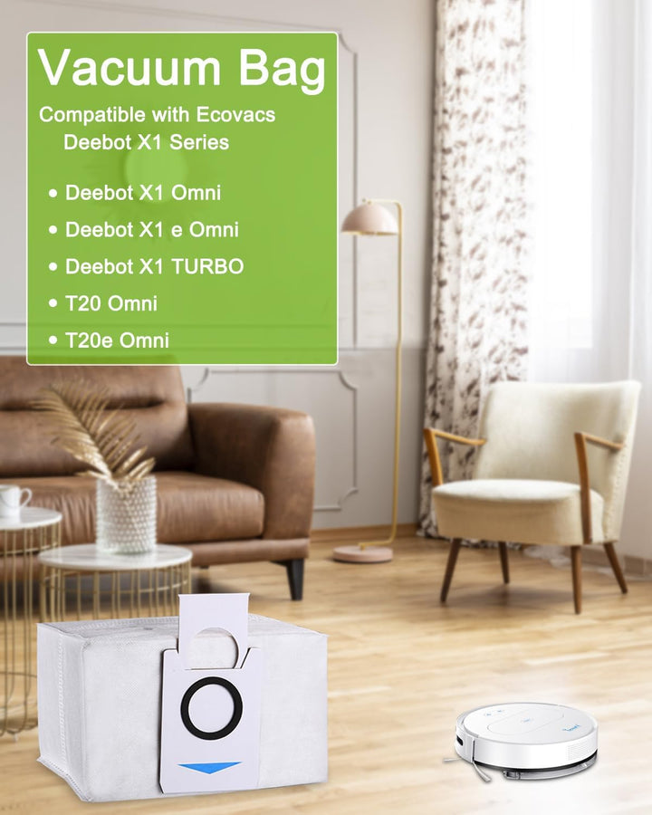 12 Stück Staubbeutel Zubehör Kompatibel mit Ecovacs Deebot X1 Omni & X1 e Omni, X1 TURBO, T20 Omni,T