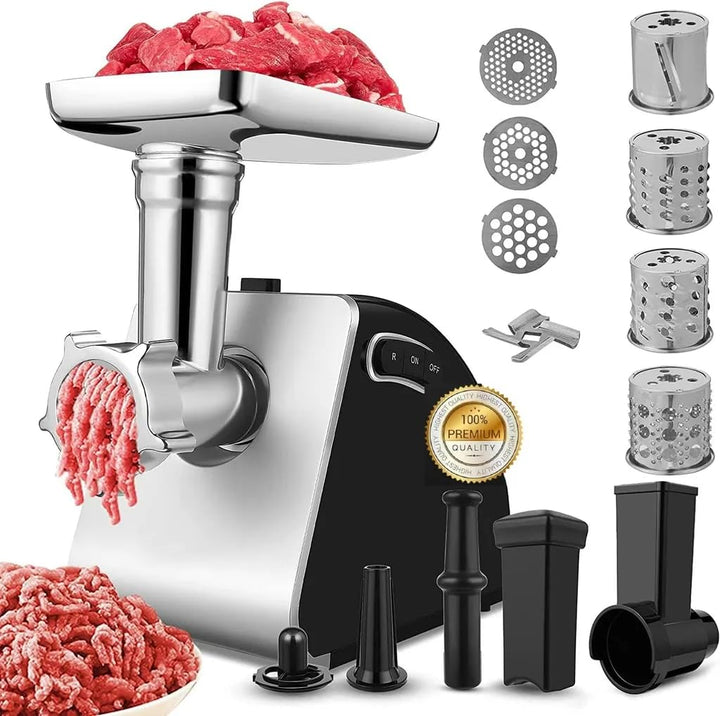Profi Fleischwolf Elektrisch mit Wurstfüller & Keksaufsatz Wurstmaschine Fleischmaschine mit 3 Lochs