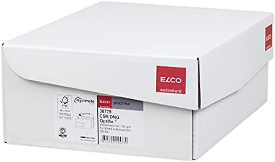 ELCO 38779 Proclima Box mit Deckel und 500 Briefumschläge/Versandtasche, Haftklebeverschluss, 100g,