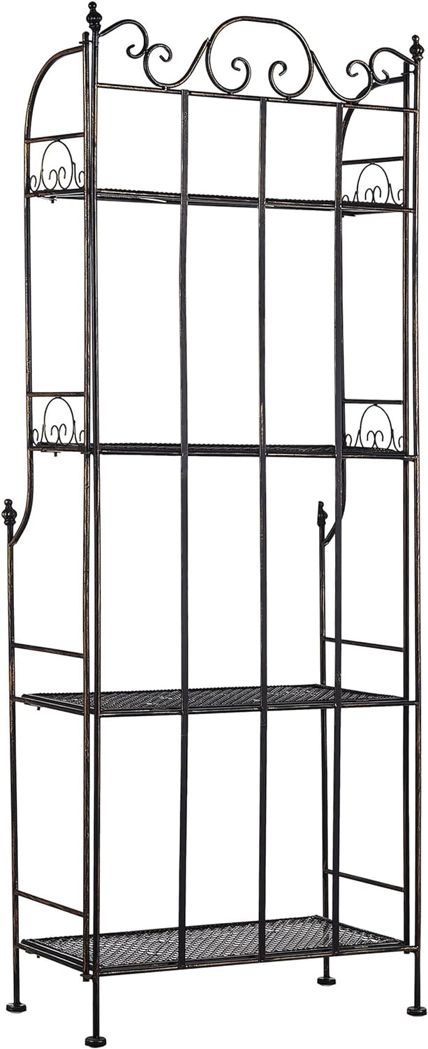 Vielseitiges Gartenregal in Schwarz aus Metall mit 4 Ablageflächen Isernia