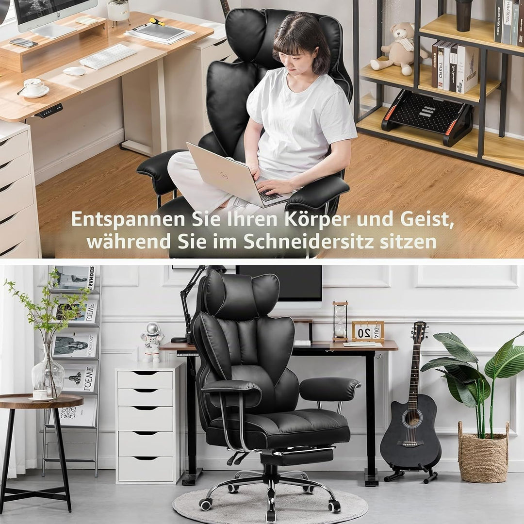 GTPLAYER Gaming Stuhl, Gamer Stuhl, Ergonomischer Bürostuhl mit Fussstütze, Kunstleder, Federsitzkis