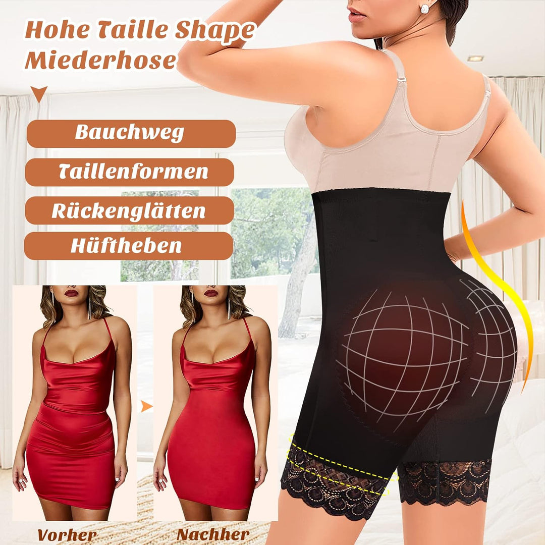 YARRCO Bauchweg Unterhose Damen Shapewear Spitze Miederhose Hohe Taille Figurformende Unterwäsche Le