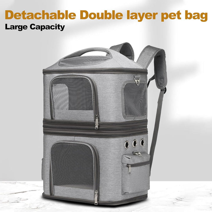 Katzentrage, Doppelter Katzenrucksack für 2 Katzen, Katzen-Reisetrage mit Hervorragender Belüftung f