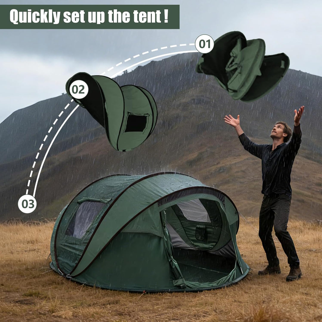 Camping Zelt, Pop Up Zelt 4-5 Personen, Automatisches Aufstellzelt in 3 Sekunden, Wurfzelte Wasserdi