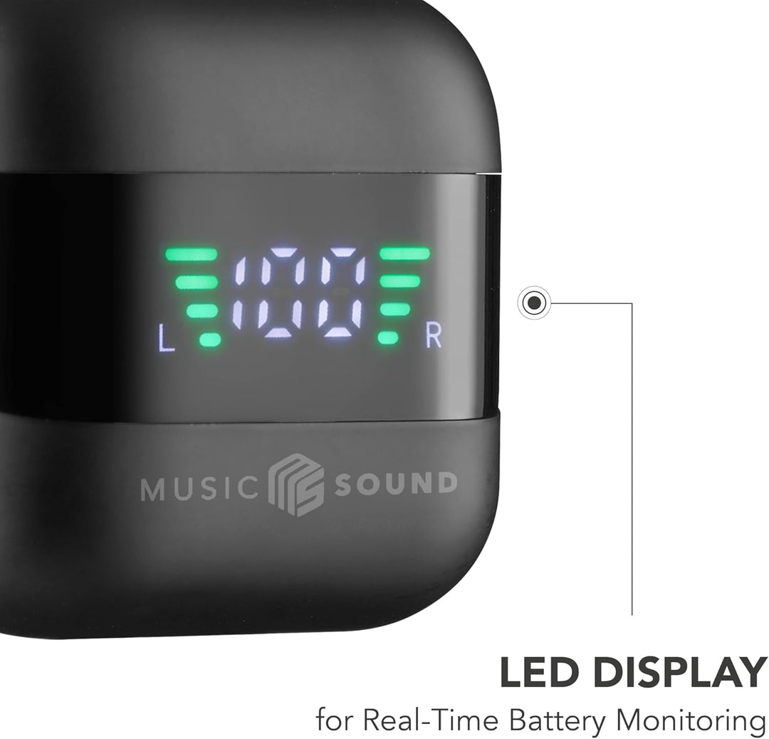 Music Sound, Spark TWS Kopfhörer, Bluetooth, Wireless, LED-Display, 30 Stunden Wiedergabe, automatis