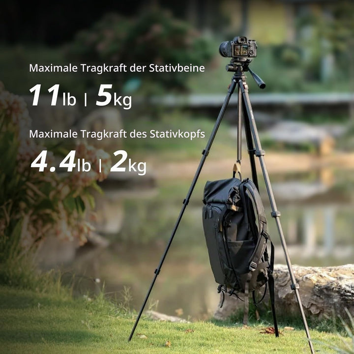 SMALLRIG Aluminium-Kamerastativ AP-30, 67,7 Zoll Reisestativ mit Telefonclip und Tragetasche, Tragba