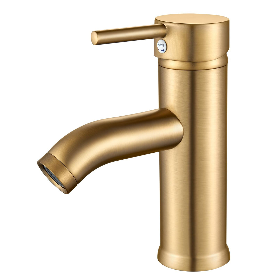 kisimixer Wasserhahn Bad Gebürstetes Gold Waschtischarmatur, Armatur Badezimmer Einhebelmischer Misc