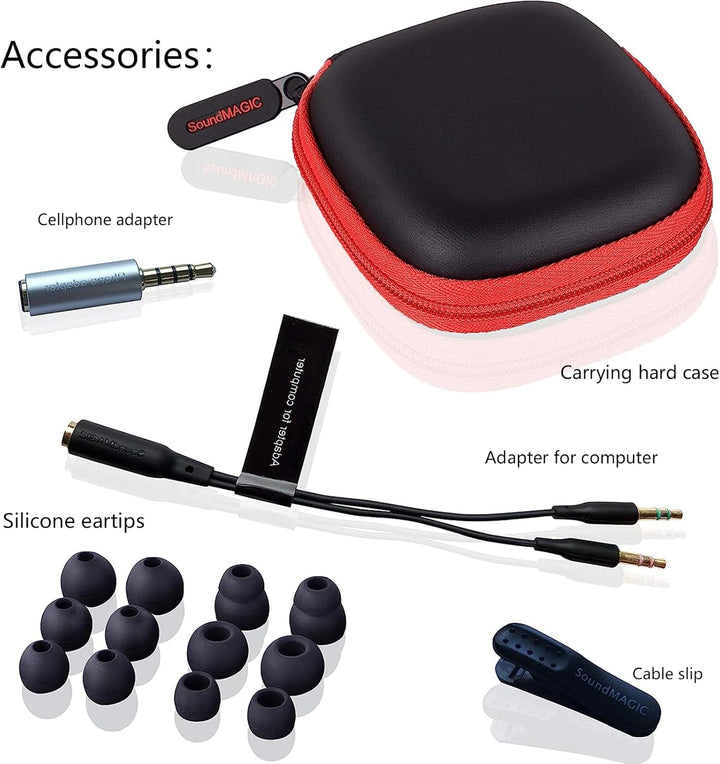 SoundMAGIC E50C Wired Earphones with Microphone, In-Ear HiFi Headphones, Good Noise Isolating Headph