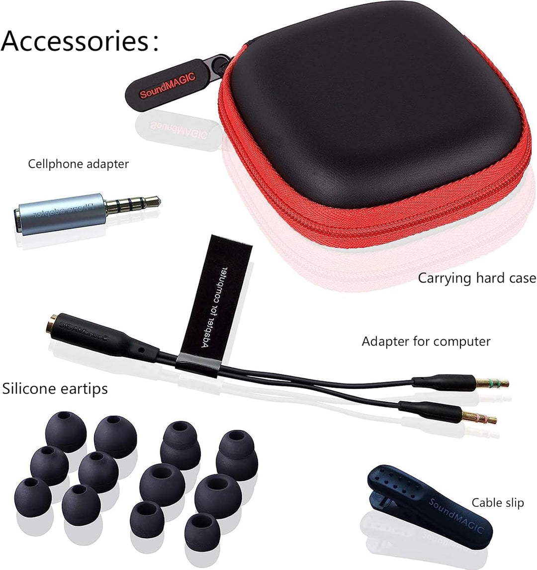 SoundMAGIC E80C Kabelgebundene Ohrhörer mit Mikrofon HiFi Stereo Audiophile Kopfhörer Geräuschisolie
