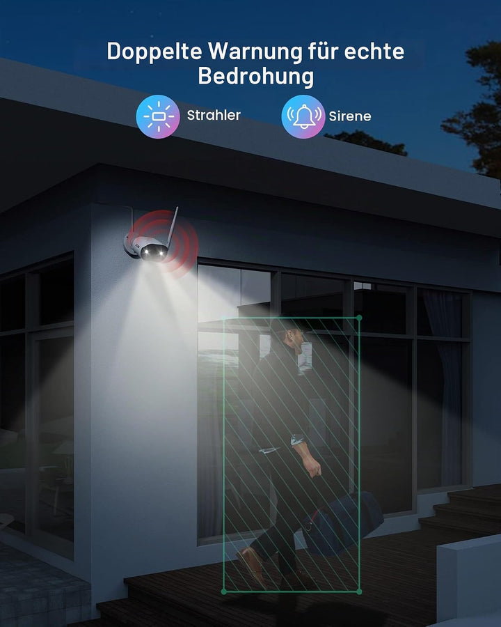 ZOSI 2K Aussen WLAN Überwachungskamera Set, 4X 3MP WiFi IP Kamera mit 8CH 5MP 1TB HDD NVR, 24/7 Vide