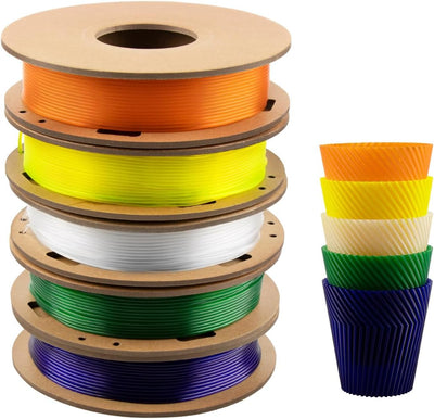 TPU Filament 1.75mm Bundle, TINMORRY 3D Printer Filament Bundle, 200g x 5 Spools, Transparent + Tran