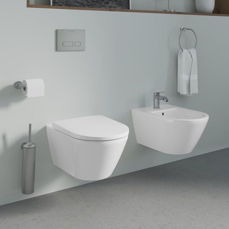 Duravit Wave Einhebel-Bidetarmatur (Auslauf Höhe 85 mm), Bidetmischer mit Zugstangen-Ablaufgarnitur,