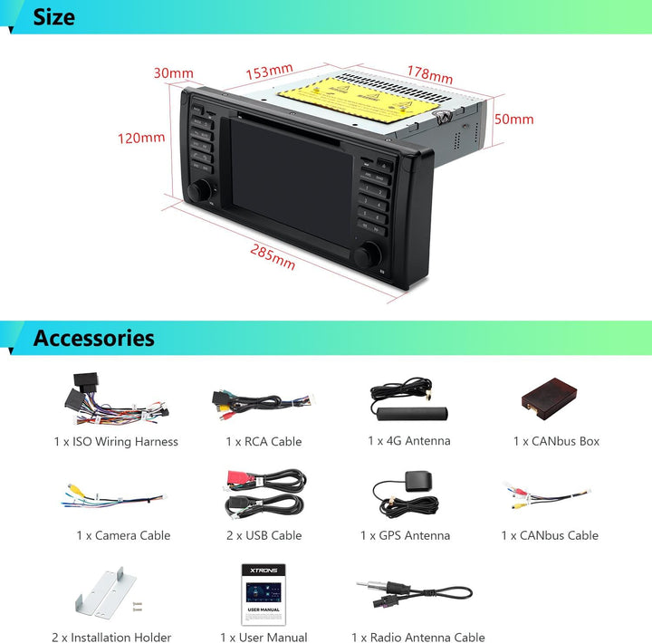 XTRONS 7" Android 4GB RAM 64GB ROM Octa Core Autoradio mit Touch Screen Android 10 DVD Player unters