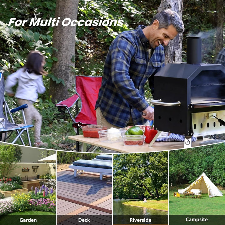 Pizzello Outdoor- Pizzaöfen Holzbefeuerter Pizzaöfen zum Backen von 2 Pizzen im Freien mit Pizzastei