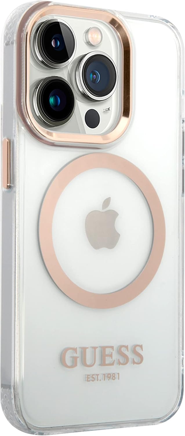 Guess GUHMP14LHTRMD Hülle für iPhone 14 Pro 6,1" Gold/Gold Hard case Metal Outline